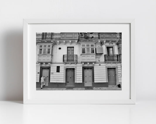 Valletta Malta Black And White Print Doorway Art Travel Photography