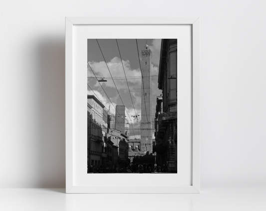 Two Towers Bologna Italy Black And White Photography Print
