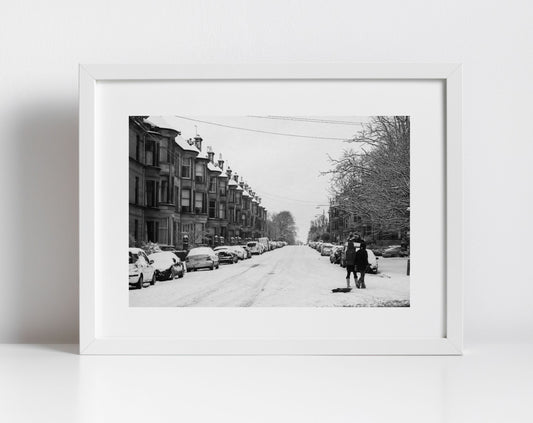 Glasgow Pollokshields Snow Black And White Photography Print