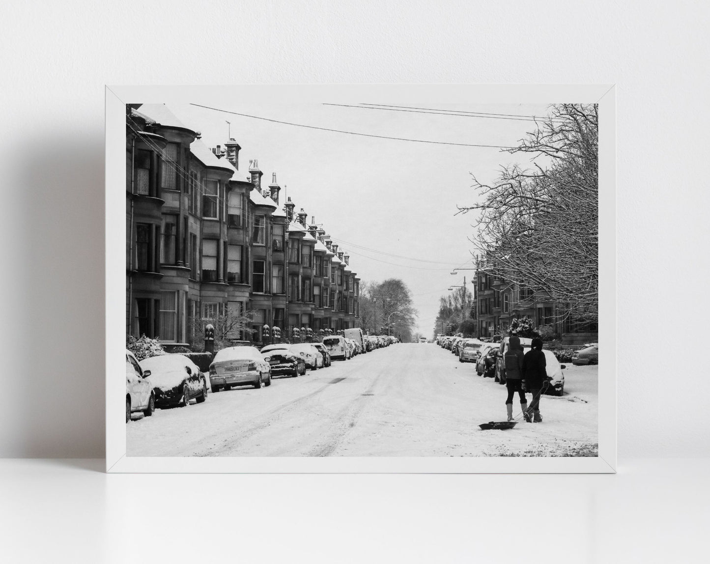 Glasgow Pollokshields Snow Black And White Photography Print