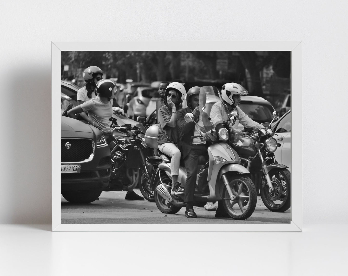 Palermo Sicily Black And White Print Street Photography Vespa Poster