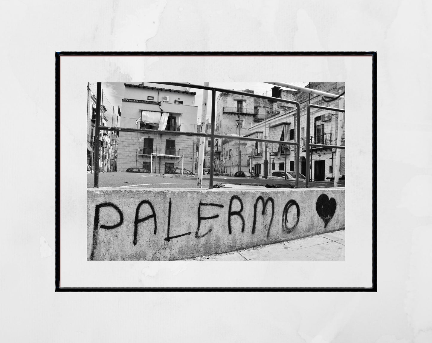 Palermo Sicily Black And White Print Football Wall Art Street Photography