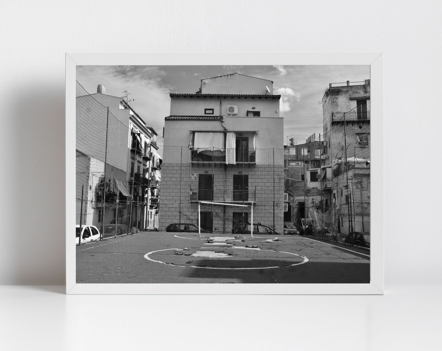 Palermo Sicily Street Black And White Photography Print Football Wall Art
