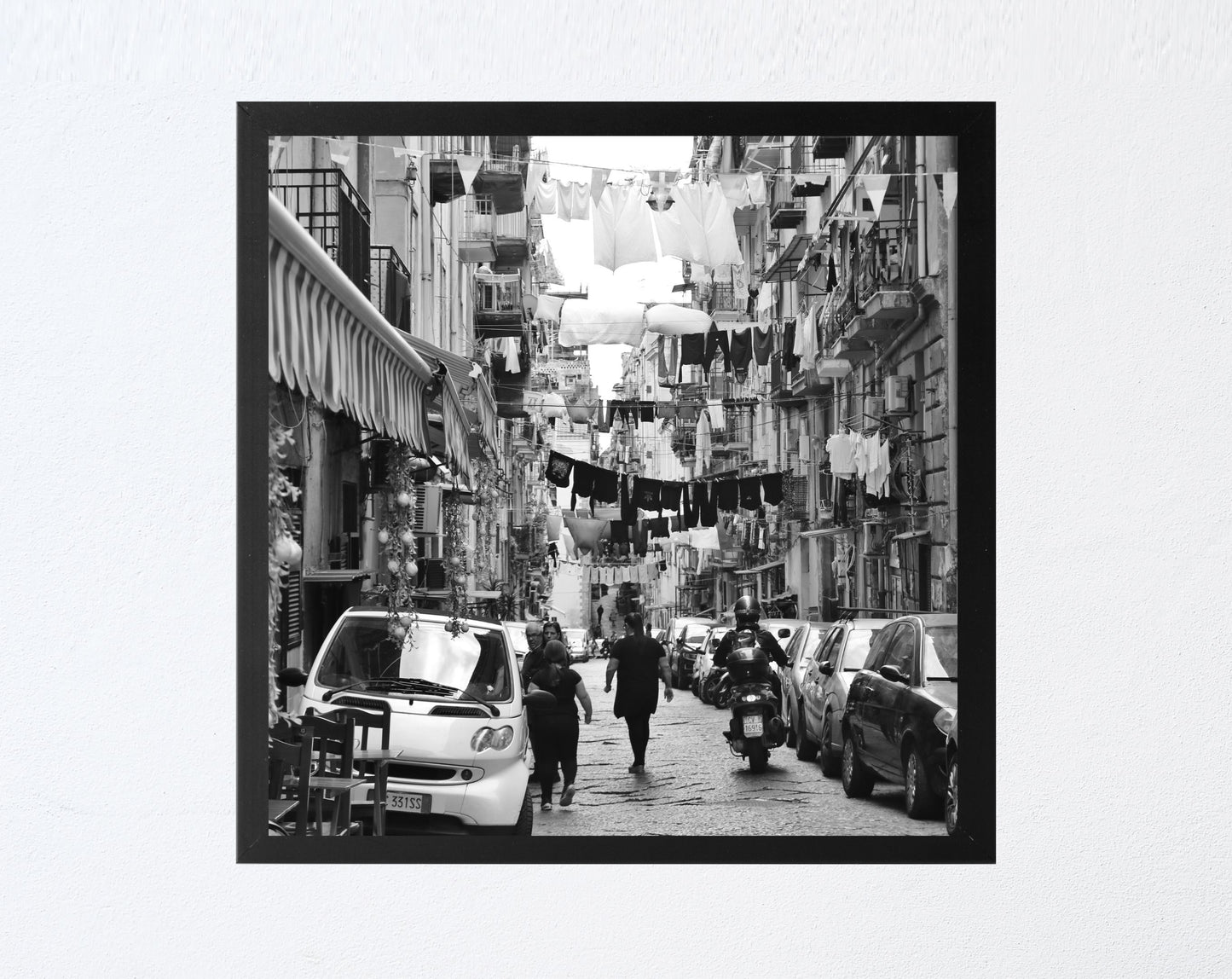 Naples Italy Street Square Black And White Photography Print
