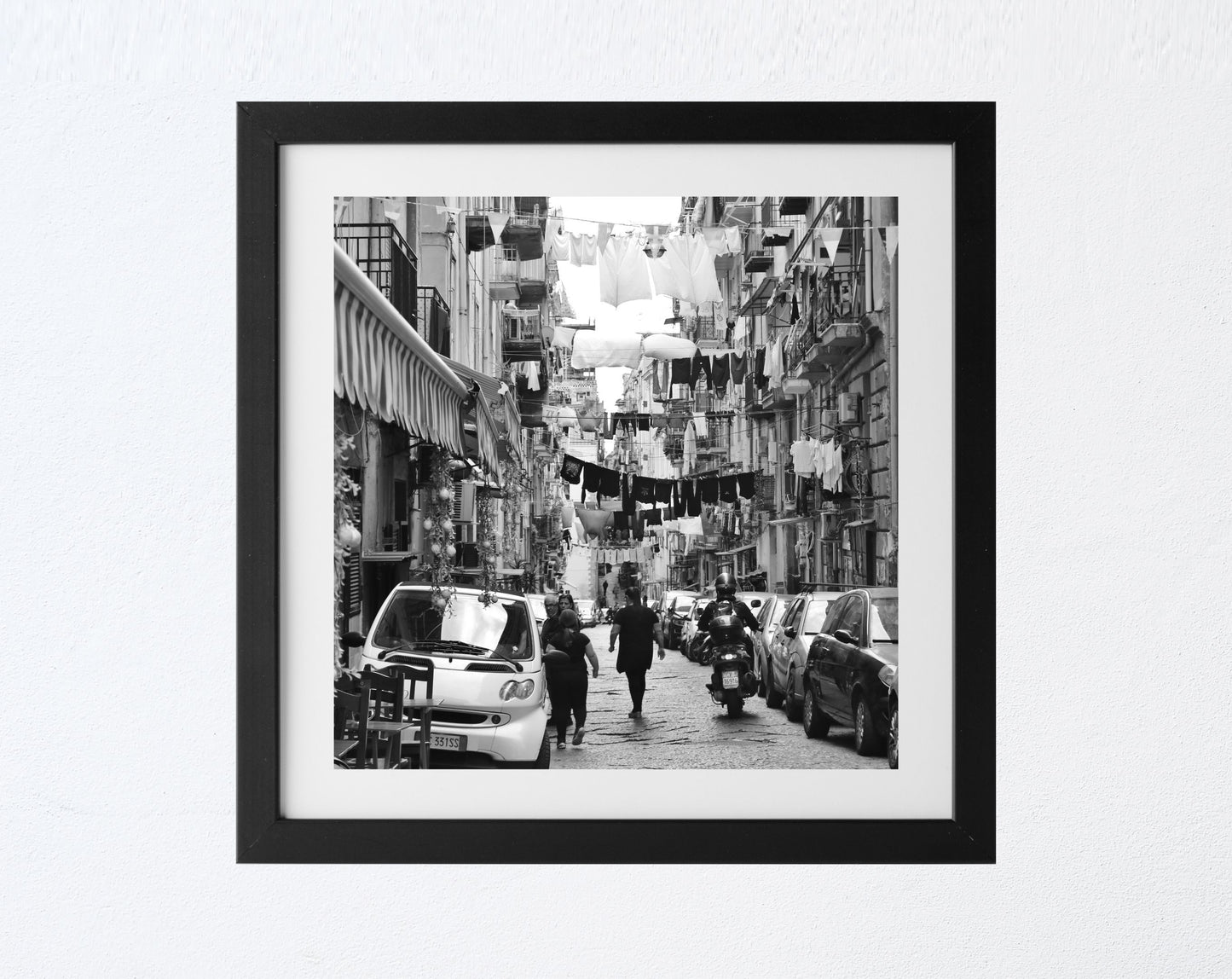 Naples Italy Street Square Black And White Photography Print