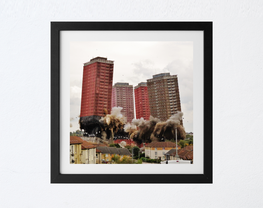 Glasgow Red Road Flats Demolition Square Photography Print