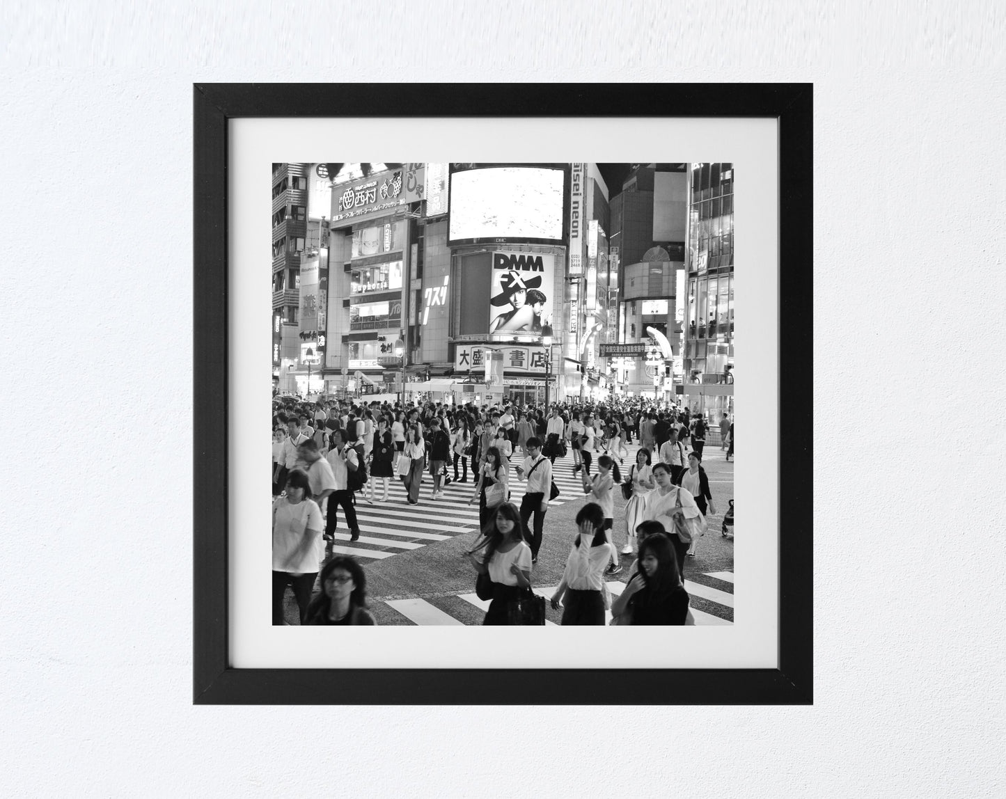 Shibuya Crossing Tokyo Black And White Photography Square Print