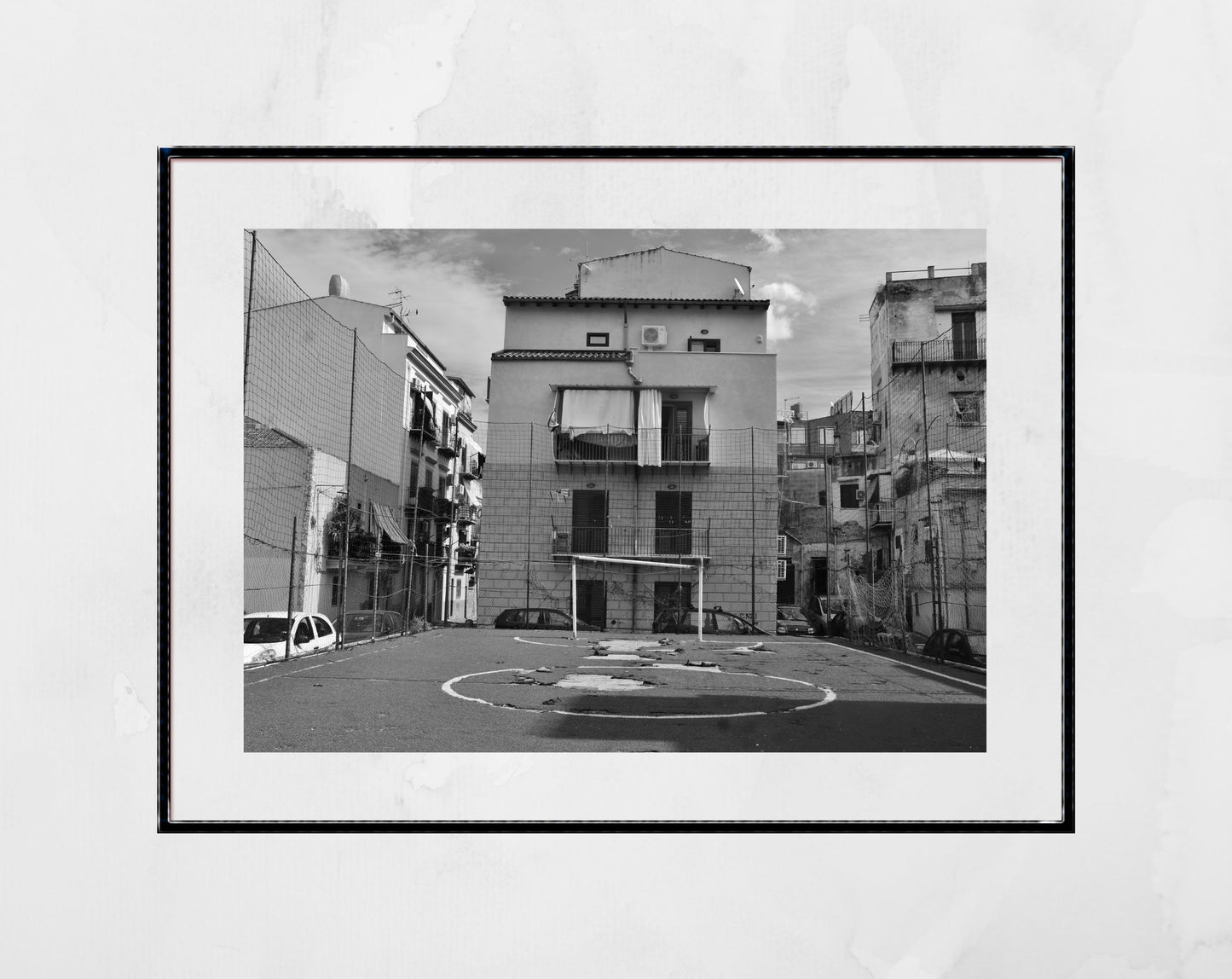 Palermo Sicily Street Black And White Photography Print Football Wall Art