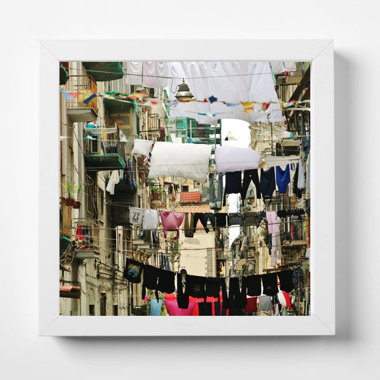 Naples Italy Street Photography Laundry Square Print