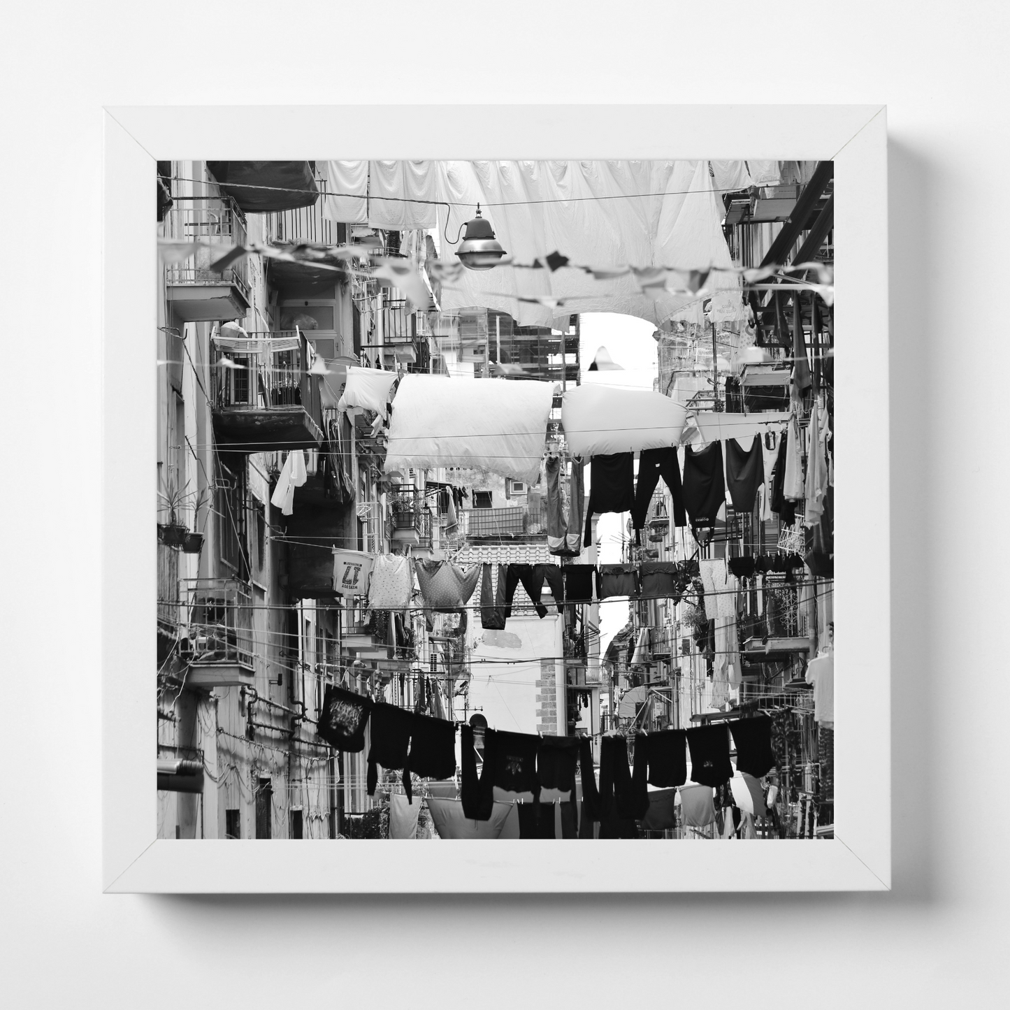 Naples Italy Street Photography Laundry Square Print