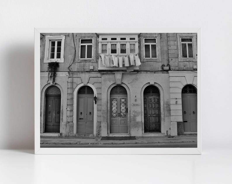 Valletta Malta Print Doorway Art Street Black And White Photography