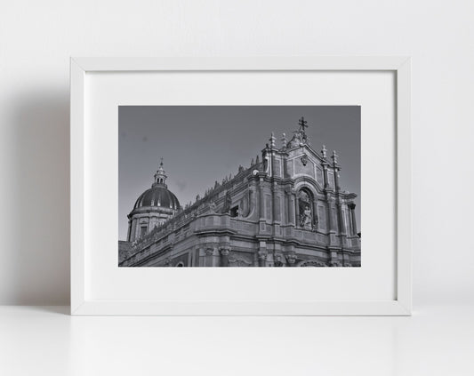 Catania Cathedral Sicily Black And White Photography Art Print