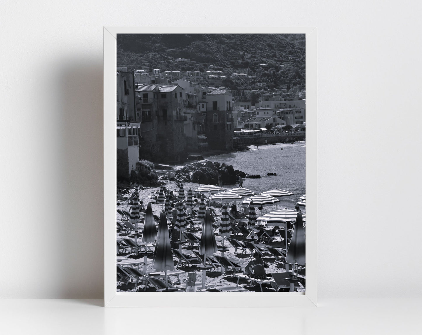 Cefalù Sicily Print Italian Beach Black And White Photography