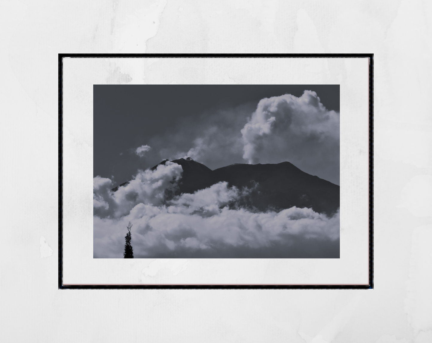 Mount Etna Poster Volcano Art Black And White