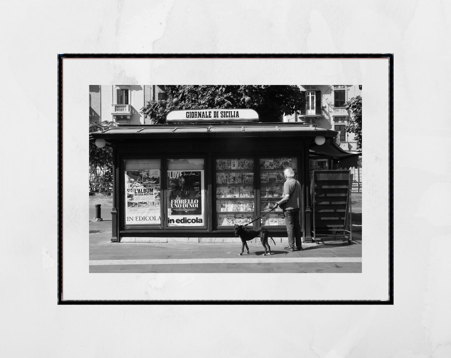 Palermo Sicily Black And White Print Street Photography Italian Wall Art Newspaper Stand