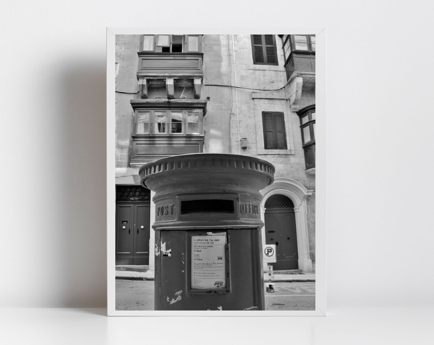 Valletta Malta Black And White Print Post Box Fine Art Travel Photography