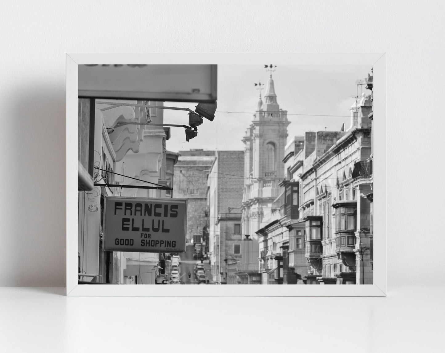 Valletta Malta Black And White Print Typography Poster Fine Art Travel Photography