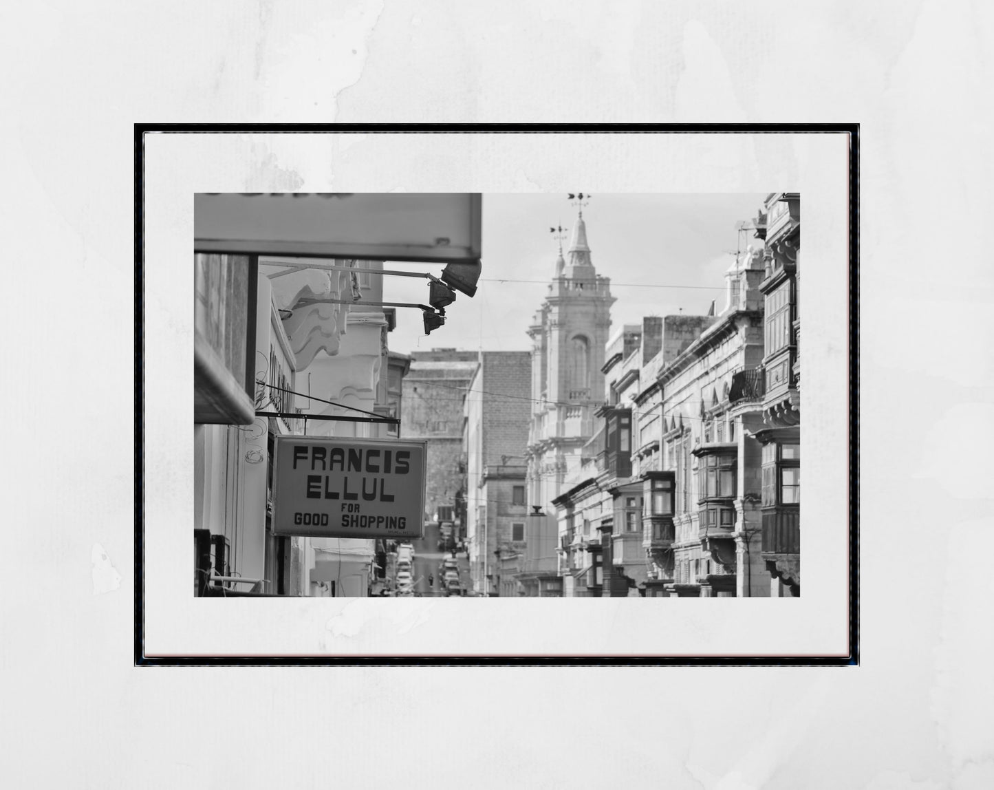 Valletta Malta Black And White Print Typography Poster Fine Art Travel Photography