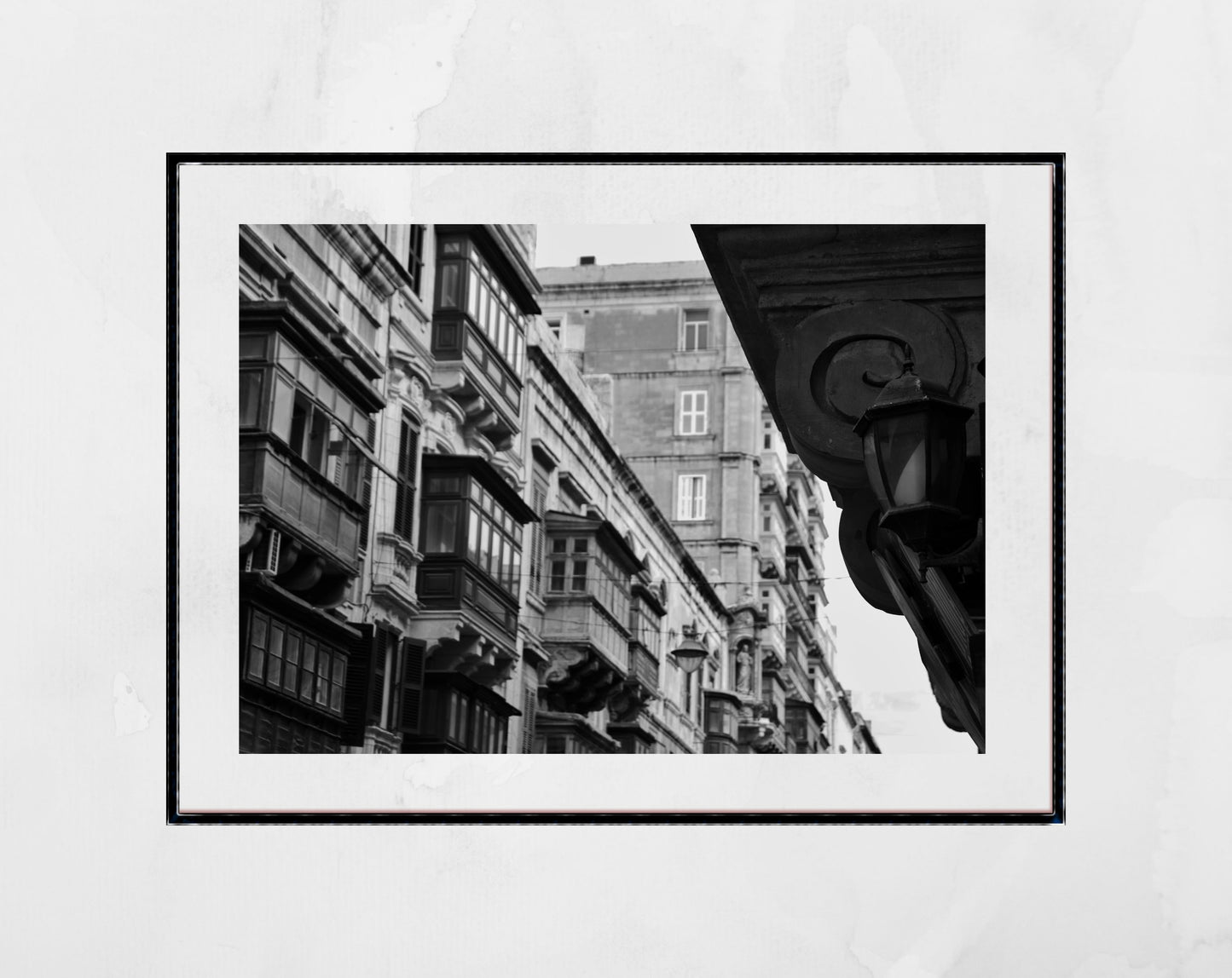 Valletta Malta Balcony Wall Black And White Print Fine Art Travel Photography