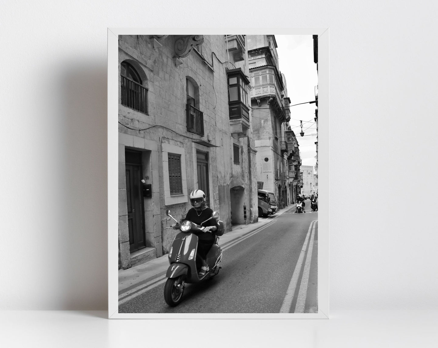 Valletta Malta Black And White Print Vespa Poster Fine Art Travel Photography