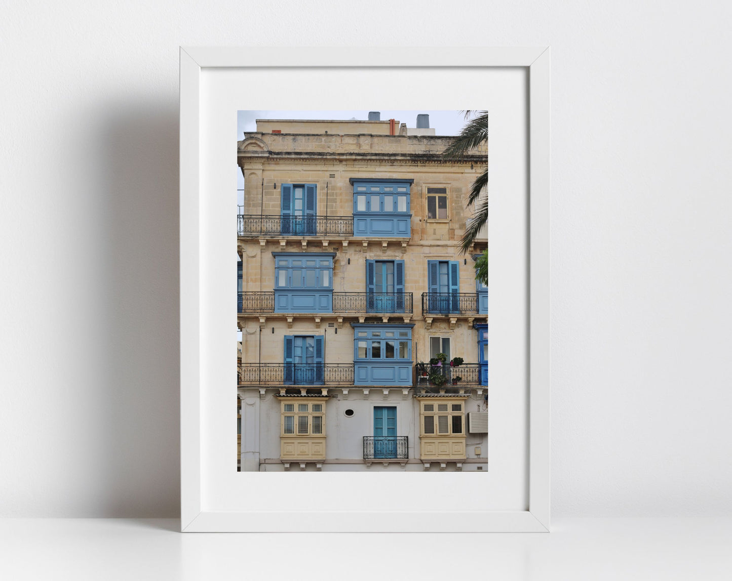 Balcony Print Valletta Malta Fine Art Travel Photography Blue Wall Art
