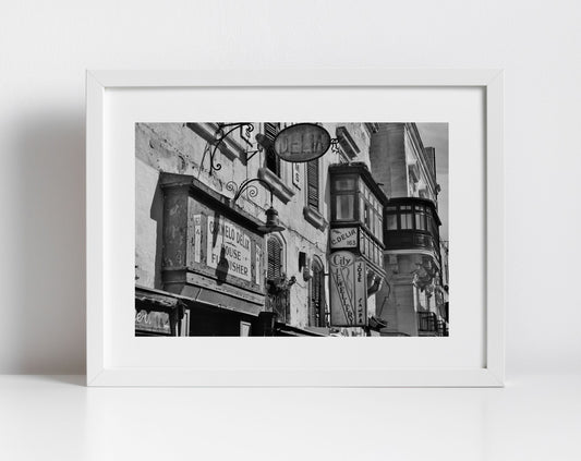 Delia Wall Art Valletta Malta Black And White Print Typography Poster Street Photography