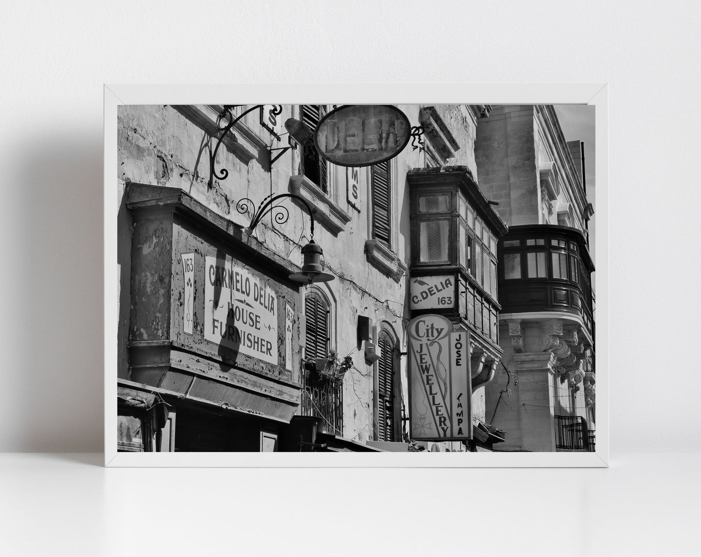 Delia Wall Art Valletta Malta Black And White Print Typography Poster Street Photography