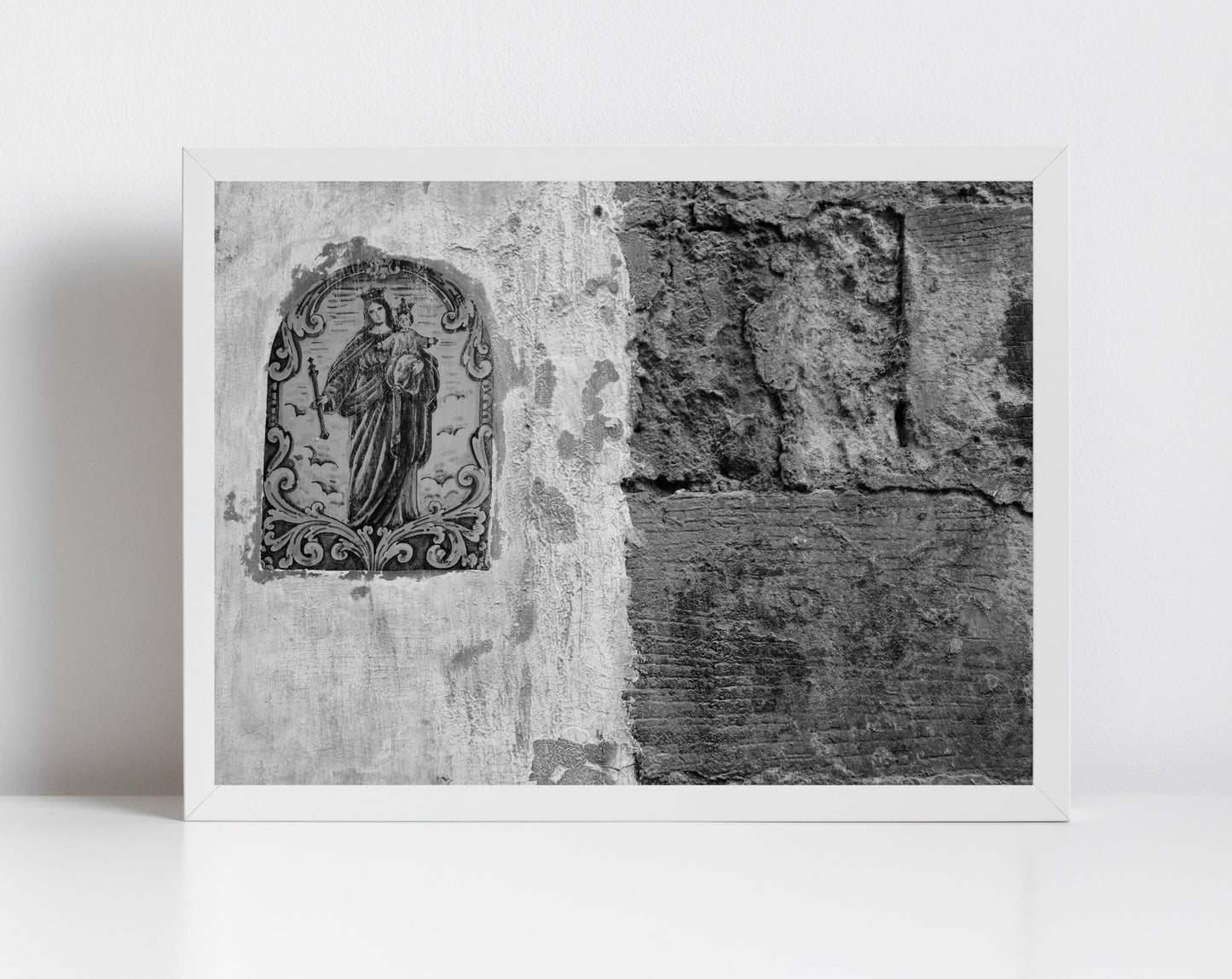Virgin Mary With Baby Jesus Malta Black And White Print Fine Art Travel Photography