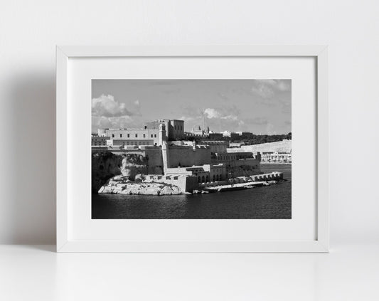 Fort St Angelo Malta Black And White Photography Art Print