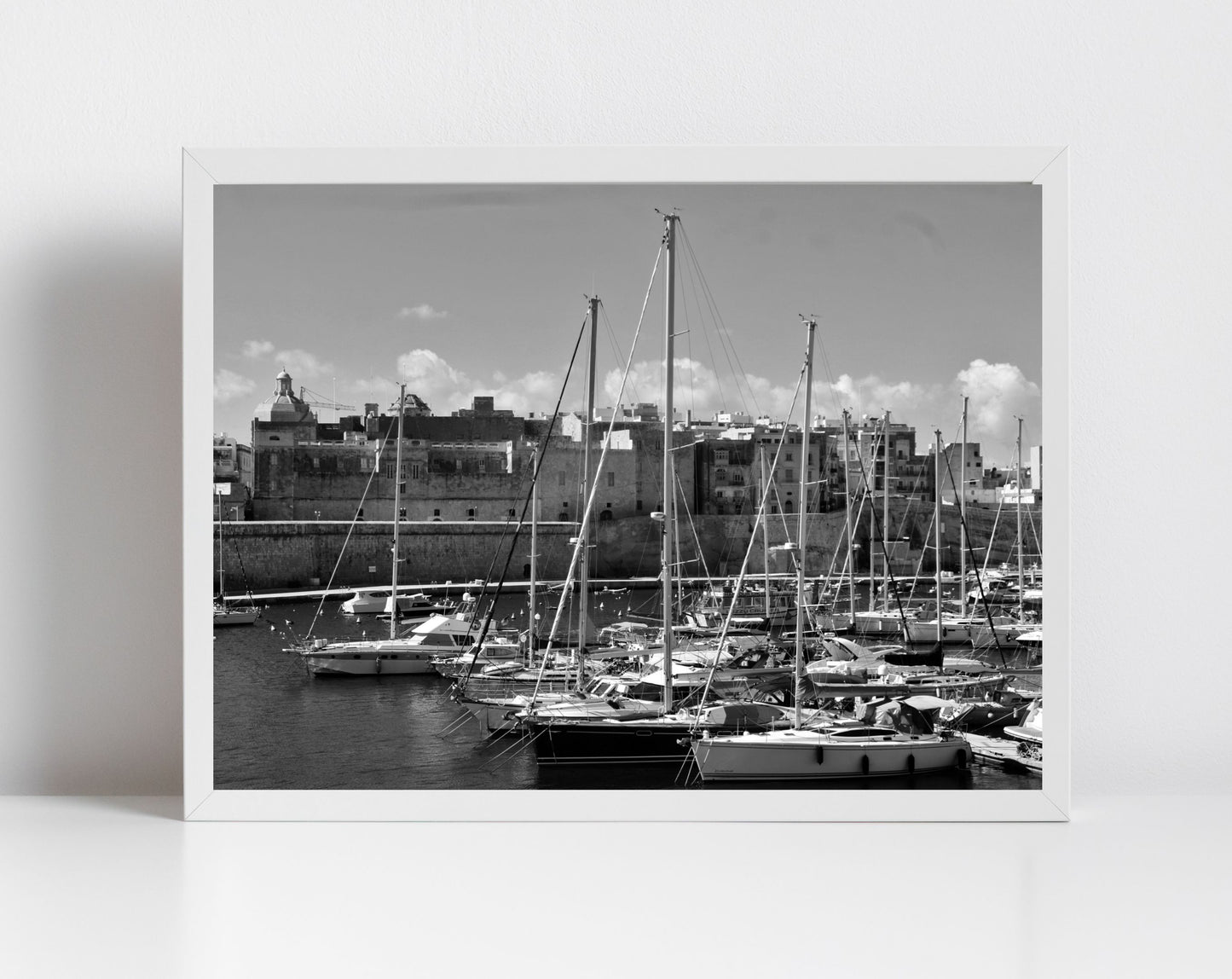 Malta Grand Harbour Black And White Photography Wall Art