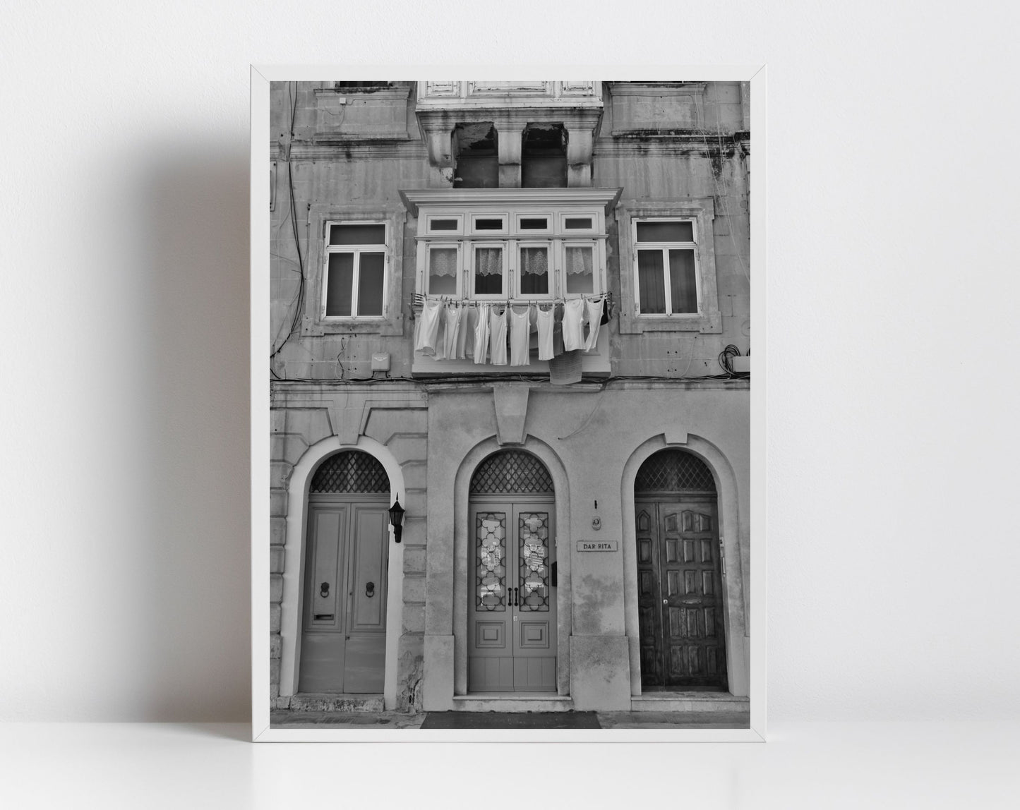 Valletta Malta Print Doorway Art Travel Black And White Photography