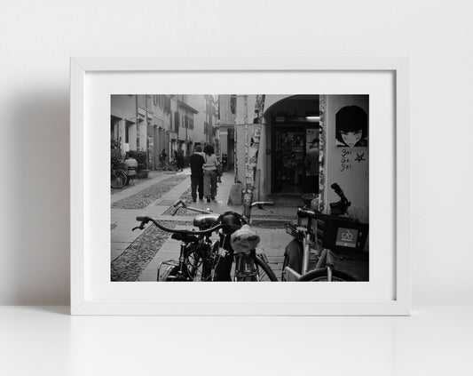 Via Del Pratello Bologna Street Black And White Photography Print