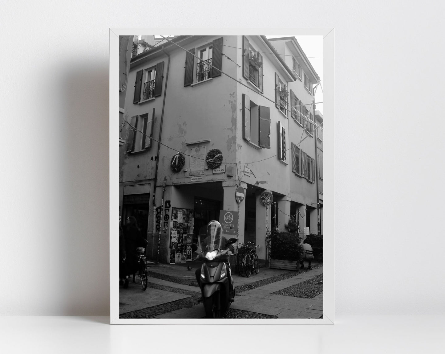 Via Del Pratello Bologna Black And White Photography Print Italy Wall Art
