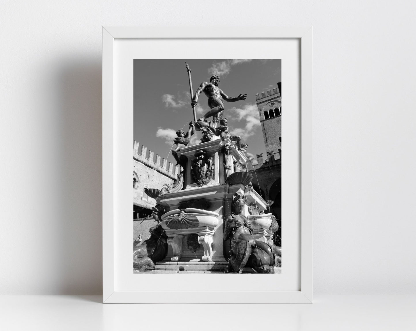 Fountain of Neptune Bologna Black And White Photography Print