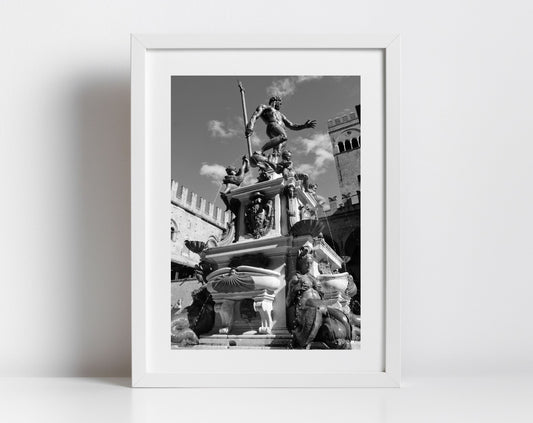 Fountain of Neptune Bologna Black And White Photography Print