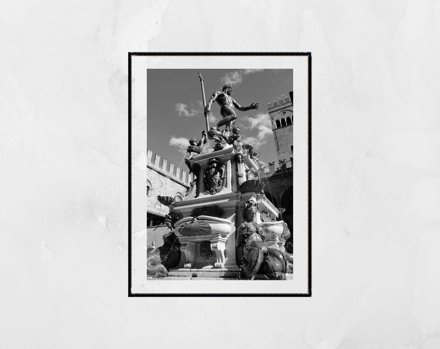 Fountain of Neptune Bologna Black And White Photography Print