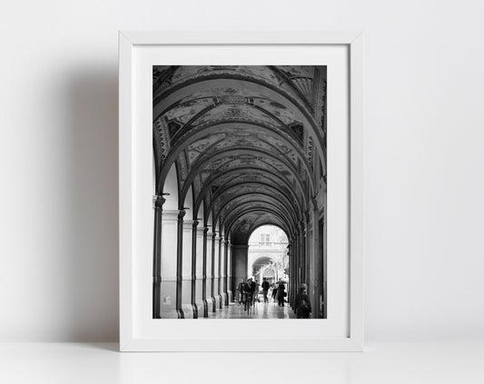 Bologna Black And White Photography Print Palazzo della Banca d'Italia on Via Farini Wall Art