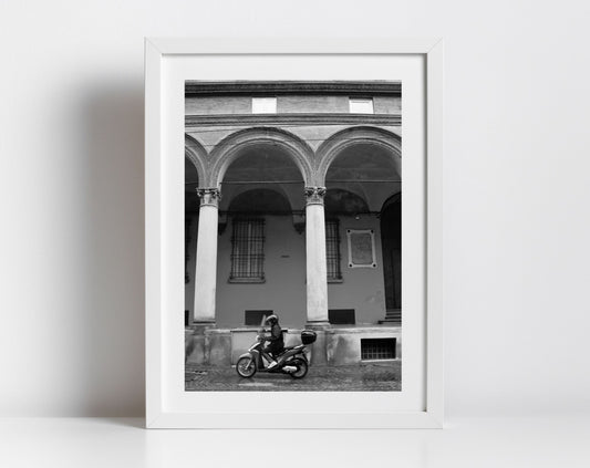 Via Zamboni Bologna Italy Scooter Fine Art Black And White Photography Print