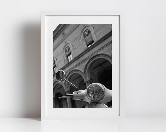 Vespa Bologna Italy Fine Art Black And White Photography Print