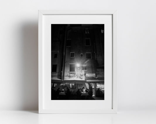 Venice Italy Fine Art Black And White Photography Restaurant Print
