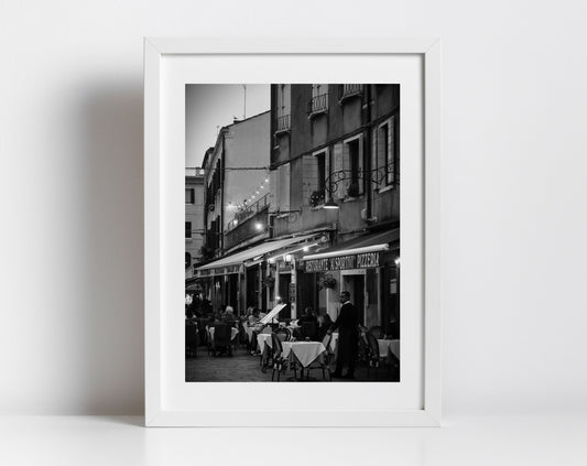 Venice Italy Restaurant Fine Art Black And White Photography Print