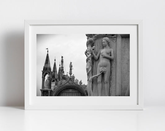 Adam And Eve Doge's Palace Venice Fine Art Black And White Photography Print