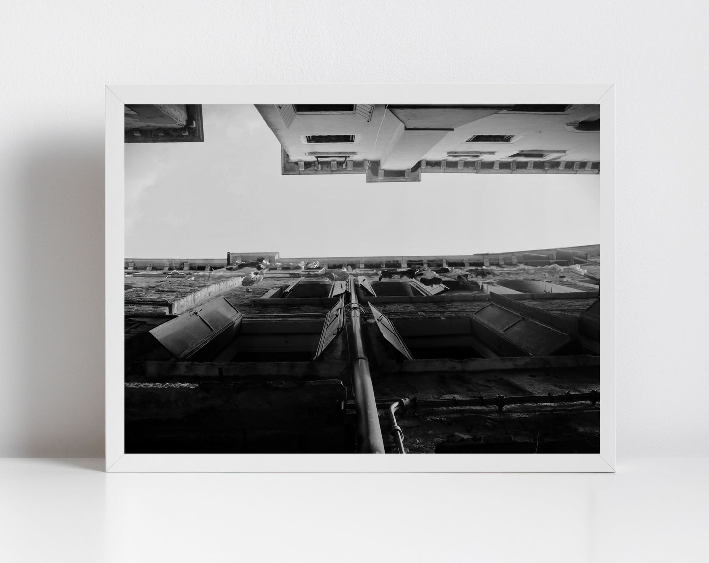 Venice Balconies Italy Fine Art Black And White Photography Print
