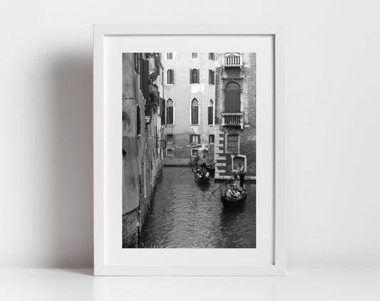 Venice Canal Italy Fine Art Black And White Photography Print