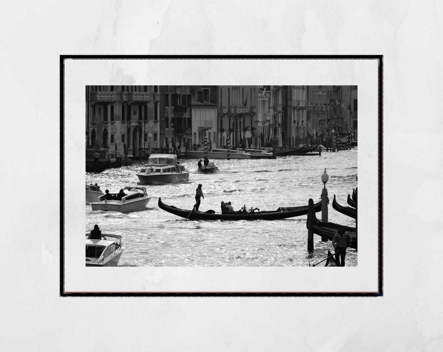 Venice Grand Canal Gondola Fine Art Black And White Photography Print