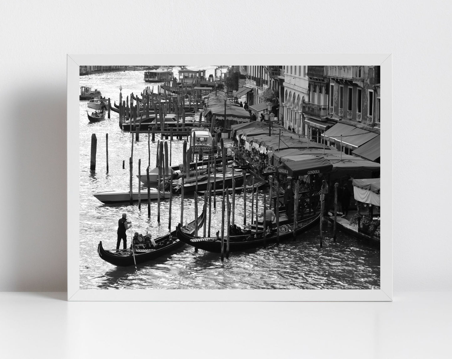 Venice Grand Canal Gondola Black And White Photography Print