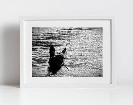 Venice Italy Black And White Photography Print Gondola Art