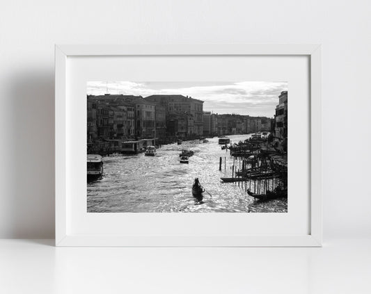 Venice Italy Black And White Photography Print Gondola Wall Art