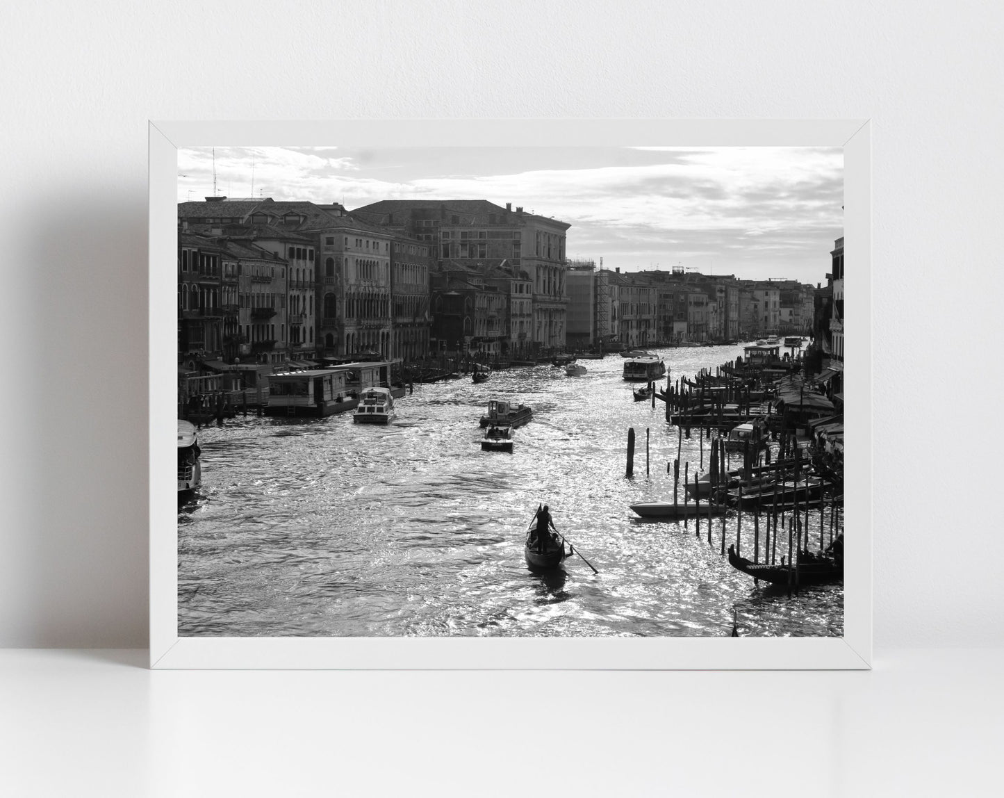 Venice Italy Black And White Photography Print Gondola Wall Art