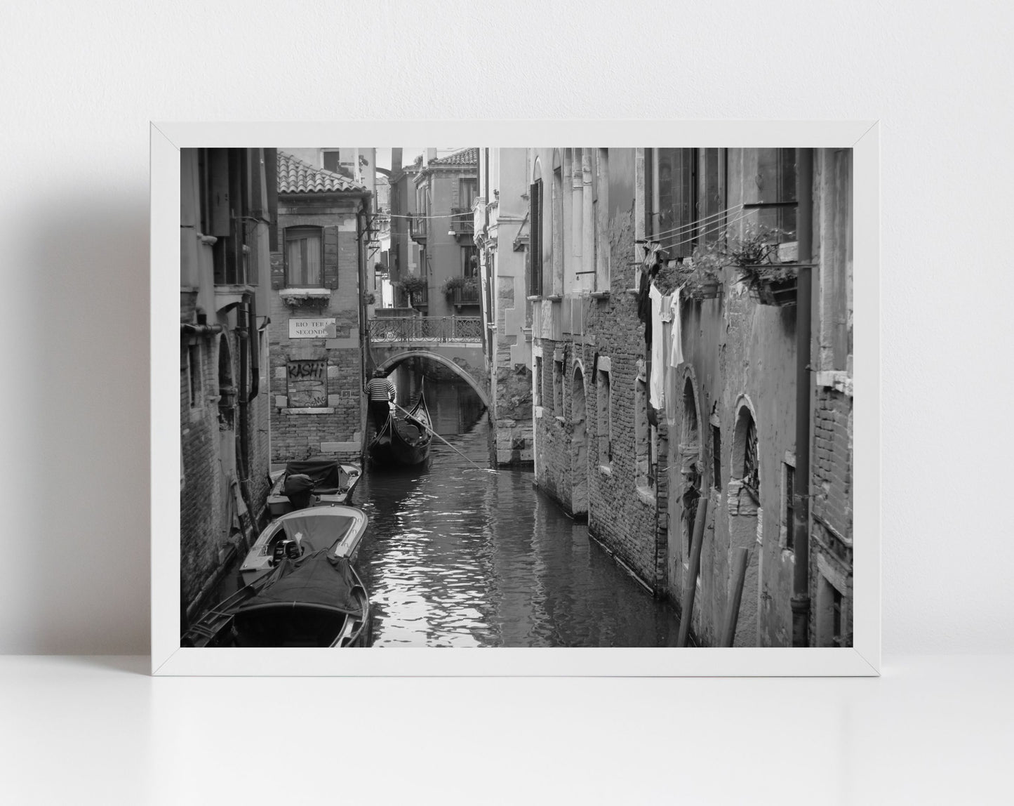 Venice Canal Fine Art Black And White Photography Print Italy Wall Art